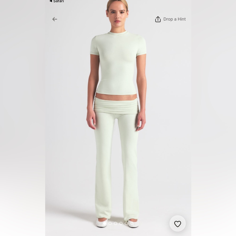 NWT SKIMS Cotton Jersey Foldover Pant Spearmint Size Medium